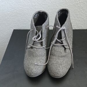 Gray Lace-Up Ankle Boots